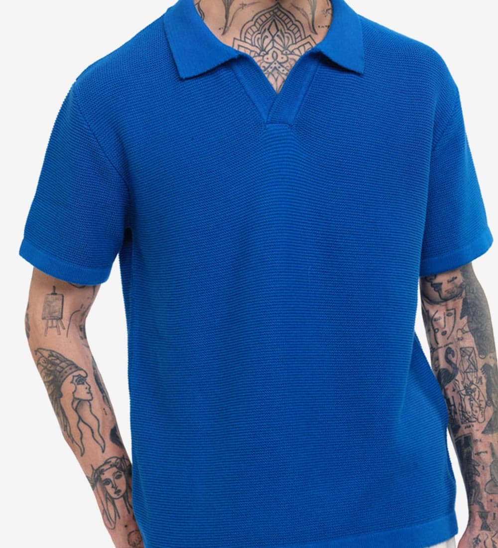 Classic Black Knit Polo T-Shirt